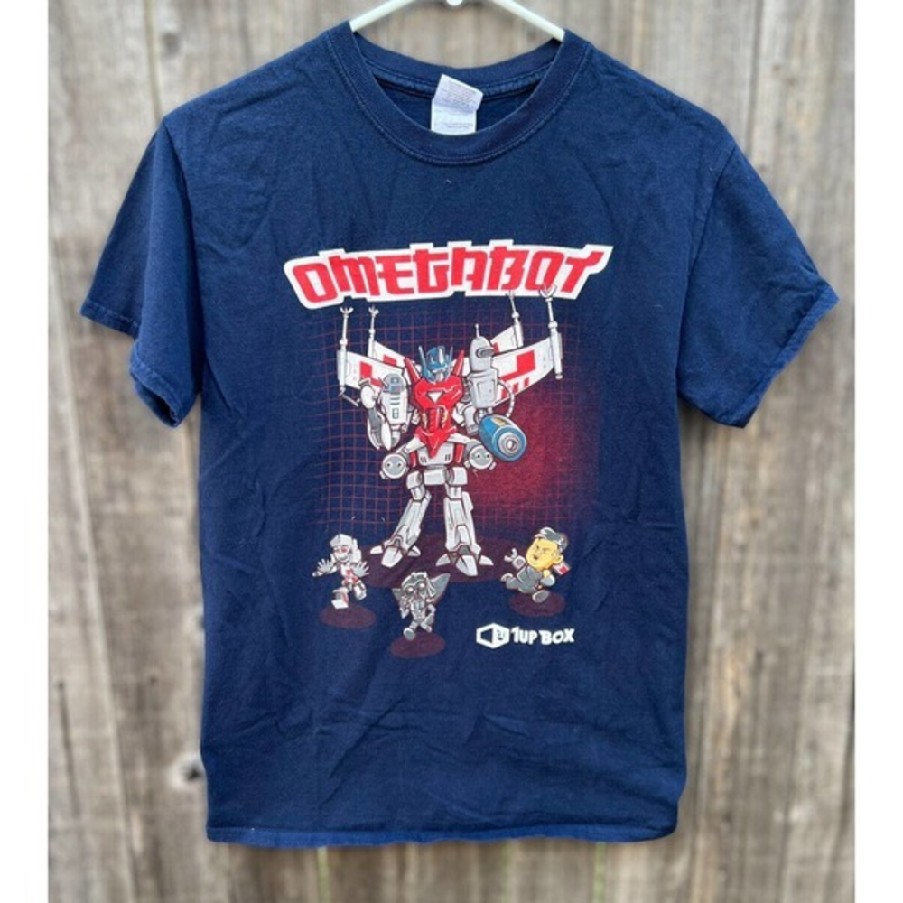 1Up Box Jan 2015‎ Omegabot Multi Character Robot Mash Up T Shirt SM Blue
